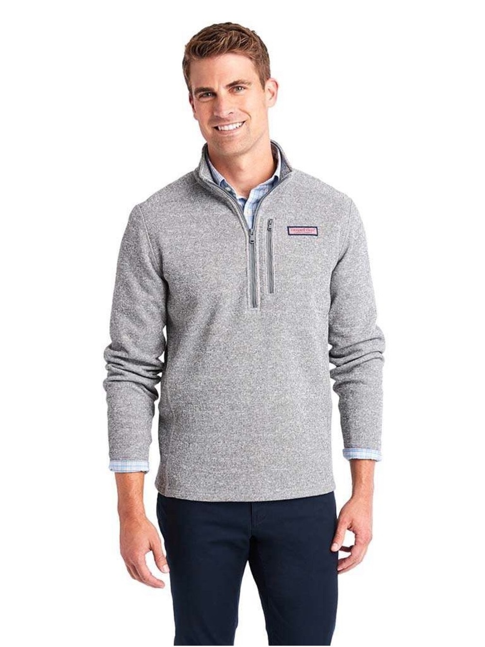 Vineyard Vines Men's Light Gray Quarter-Zip Pullover